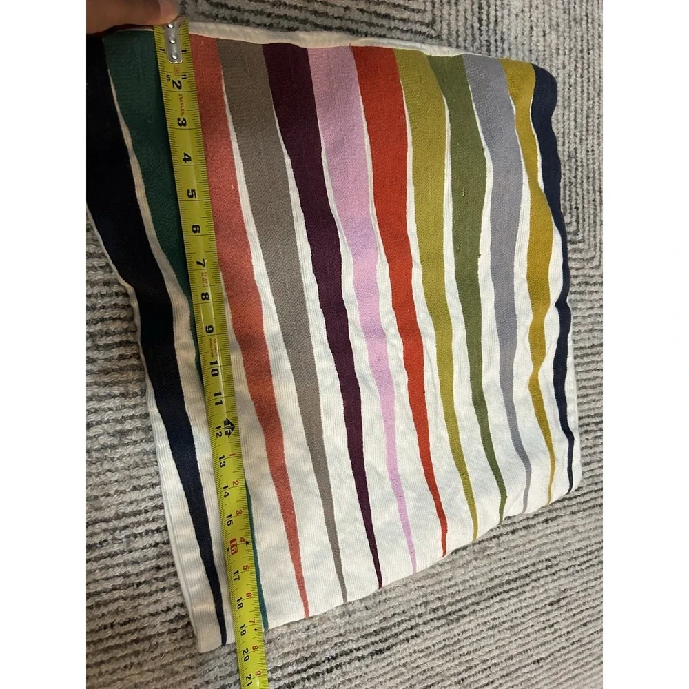 West Elm Rainbow Colorful Striped Throw Pillow Cover Cotton